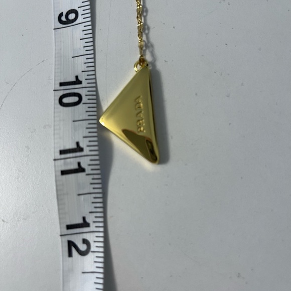 Prada Reworked Repurposed Triangle Necklace Gold - Picture 9 of 11